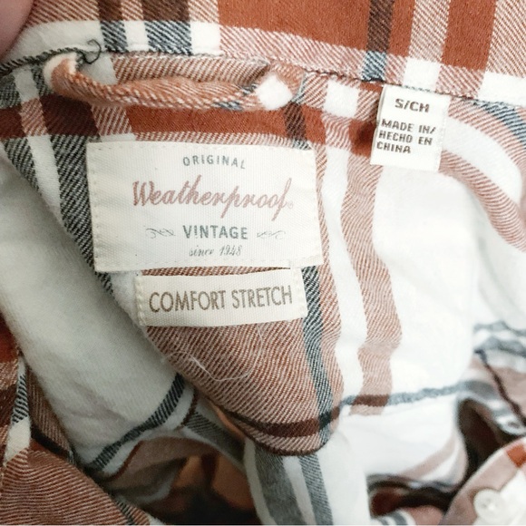 Weatherproof Vintage Comfort Stretch Flannel Button-Up Shirt Rust Plaid Size S - Picture 4 of 6